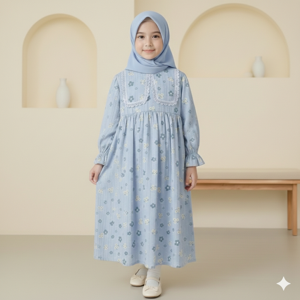2-6 Gamis Anak Perempuan Aruma Bahan Crinkle Elora / Gamis Anak Perempuan / Gamis Lebaran Anak Perem