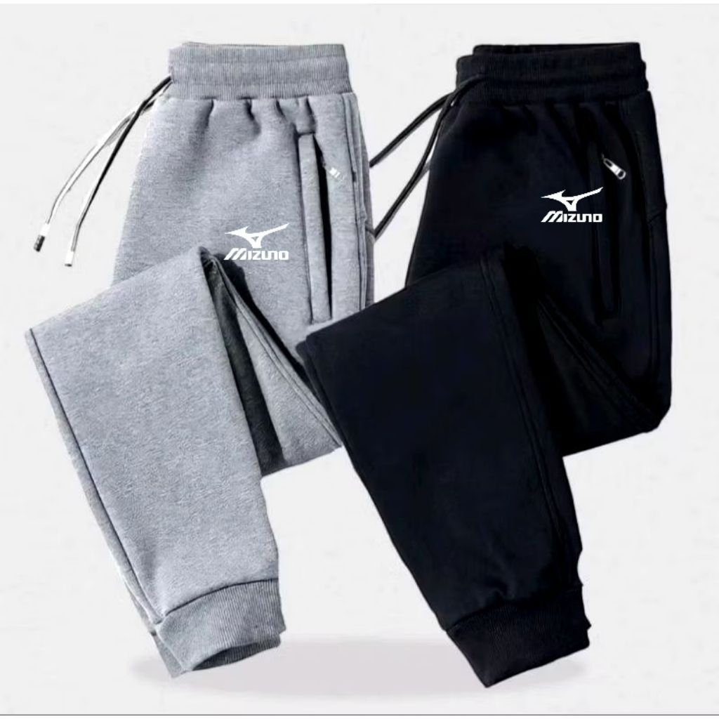 Celana training jogger panjang resleting pria wanita celana jogger sweatpants