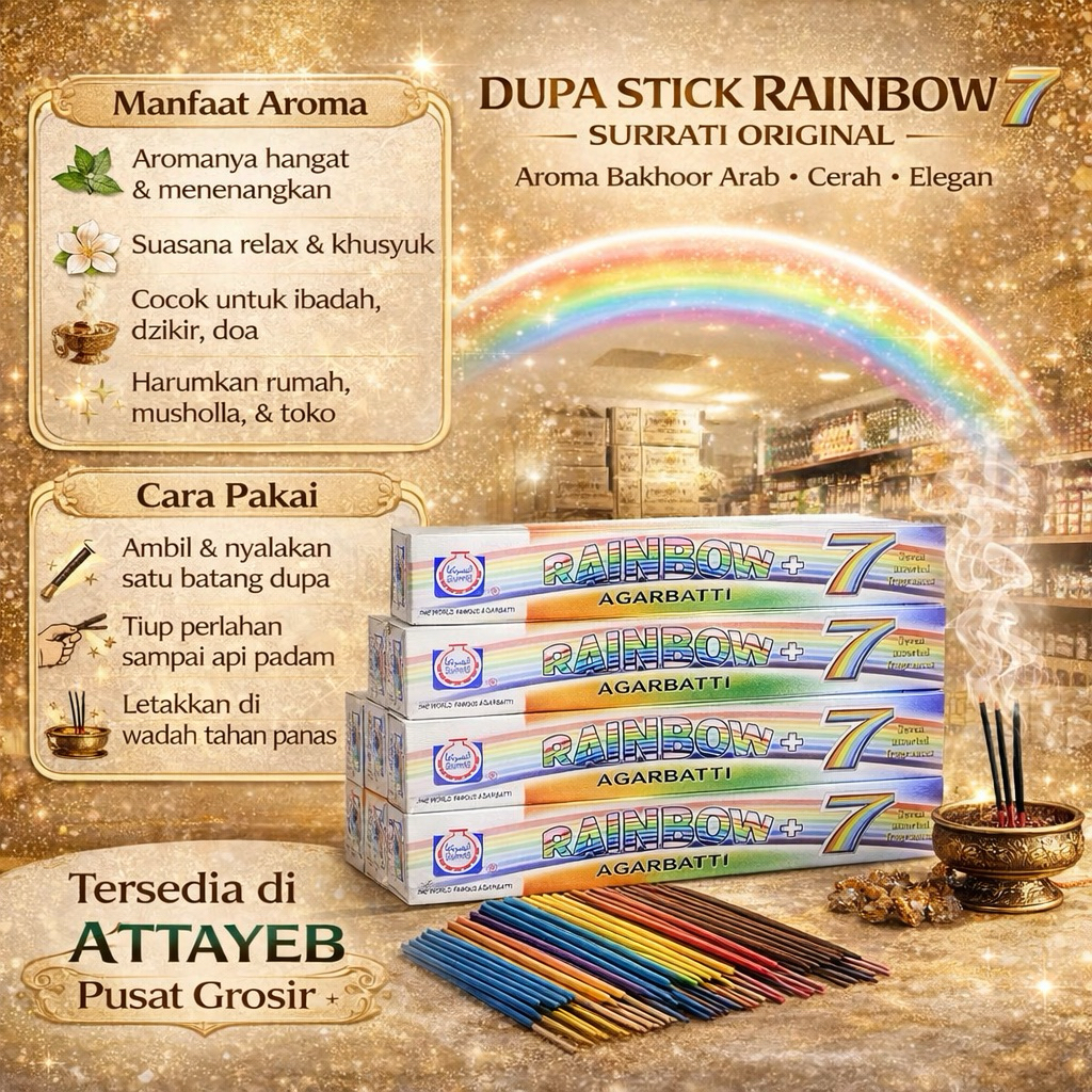 Bakhoor Bukhur Dupa Bukhur Surrati RAINBOW 7 Original Aroma Bakhoor Surati 42 Lidi Stik Surati RAINB