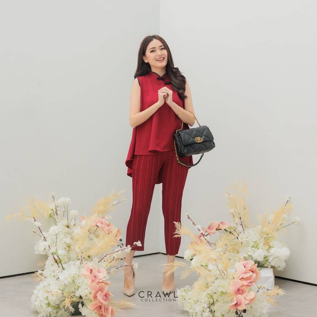 Cheongsam Set Wanita Merah