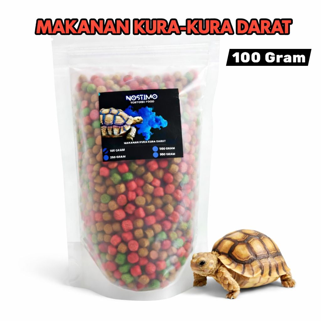 Nostimo Makanan Kura-Kura Darat Sulcata Aldabra Pardalis Radiata – Pelet Kura Darat Premium 100 Gram