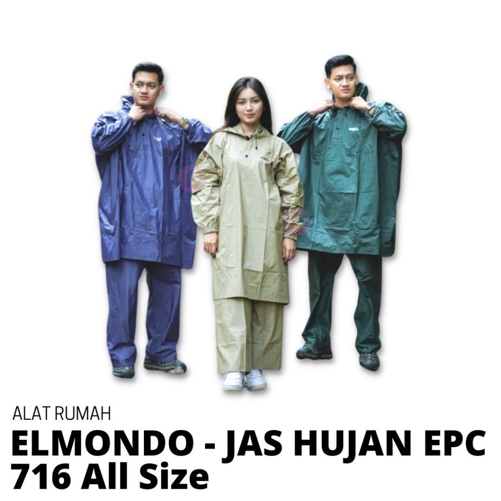 ELMONDO Jas Hujan EPC 716 All Size Setelan Ponco + Celana Mantel Kelelawar One Set