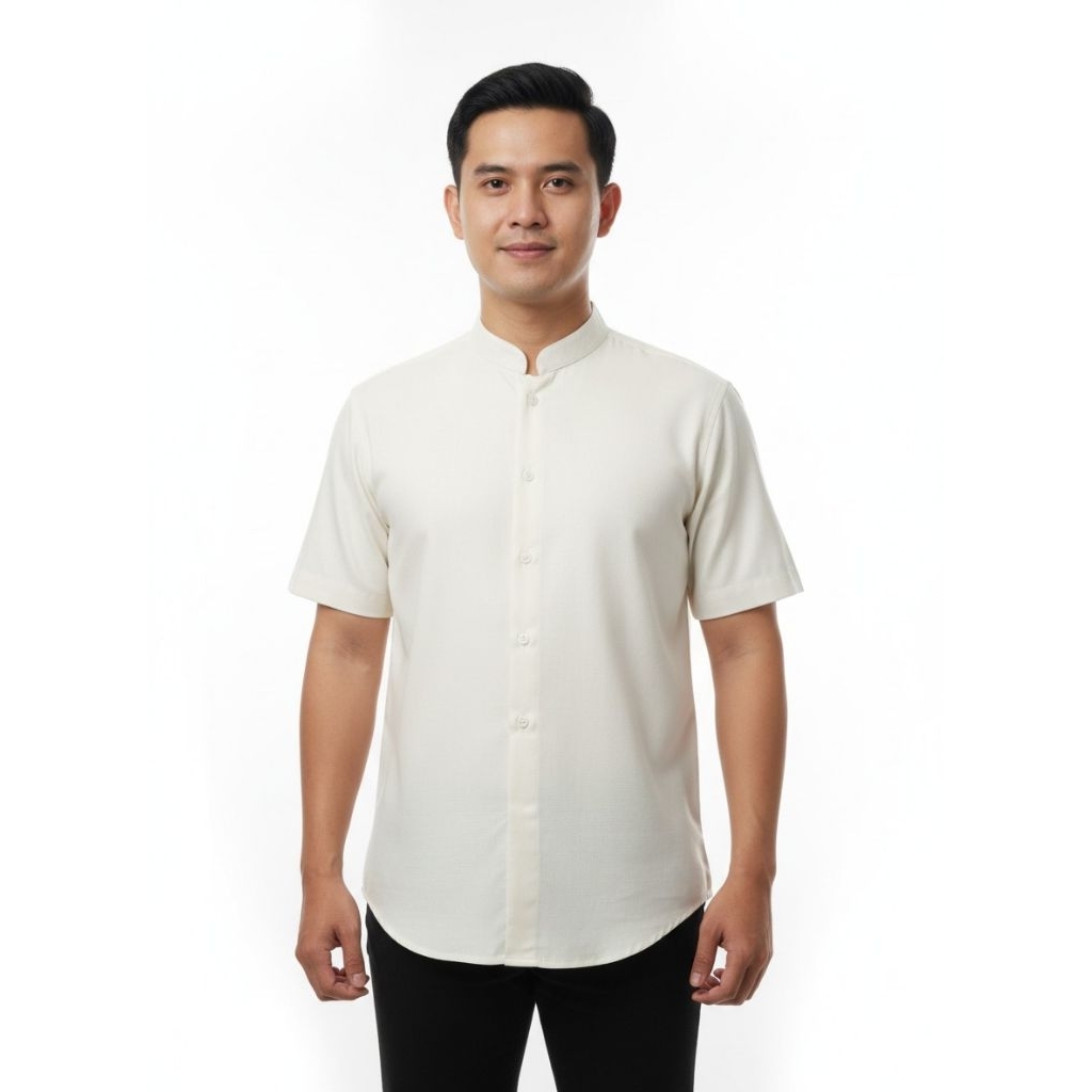 Baju Koko Pria Lengan Pendek Polos Bahan Katun Madinah Premium