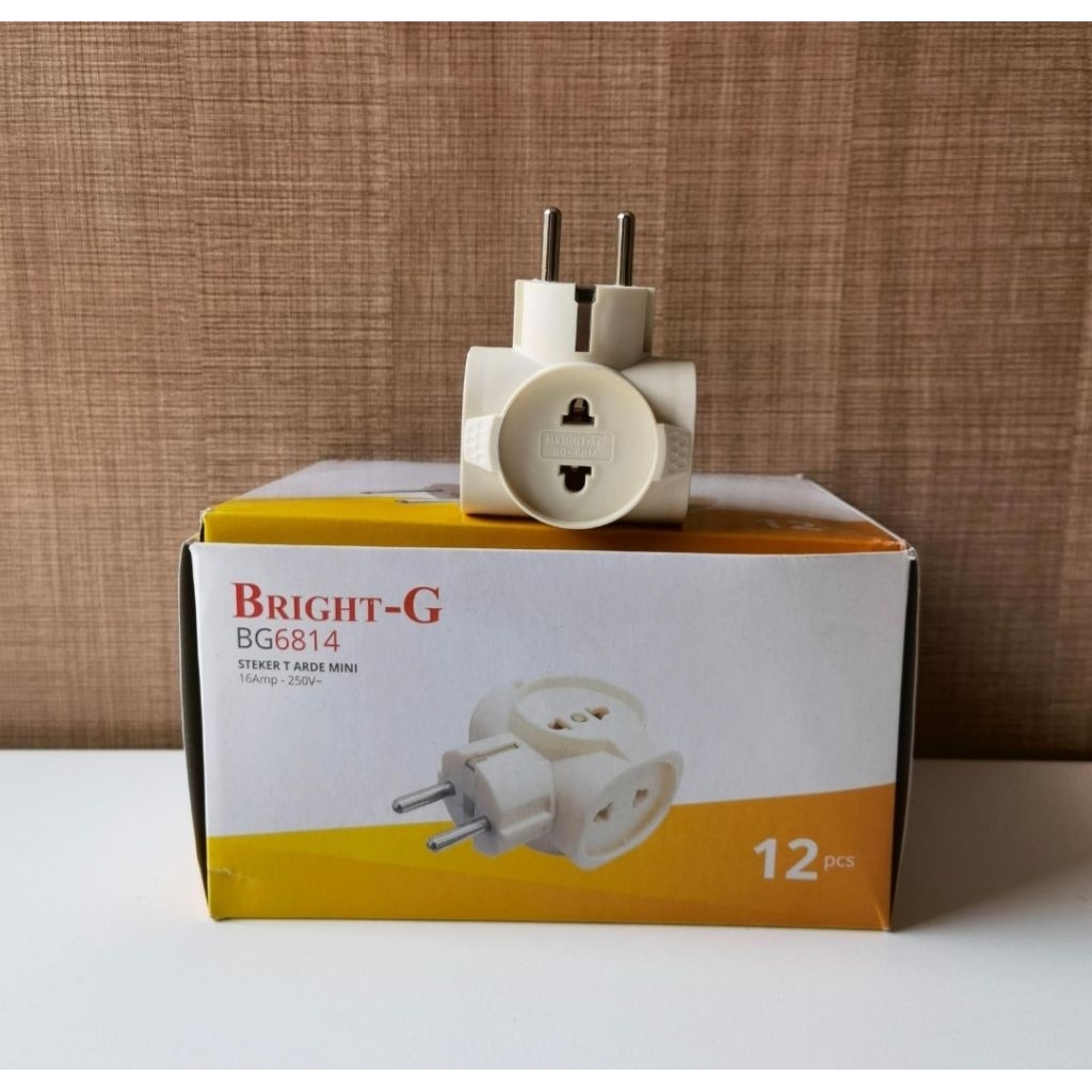 Bright-G Steker T mini arde Datar BG 6814 TANPA SWITCH SNI