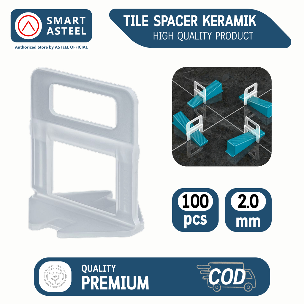 Asteel Alat Perata Pasang Keramik Lantai Dinding Klip Clip Tile Spacer Nat 2mm 100pcs Tile Leveling