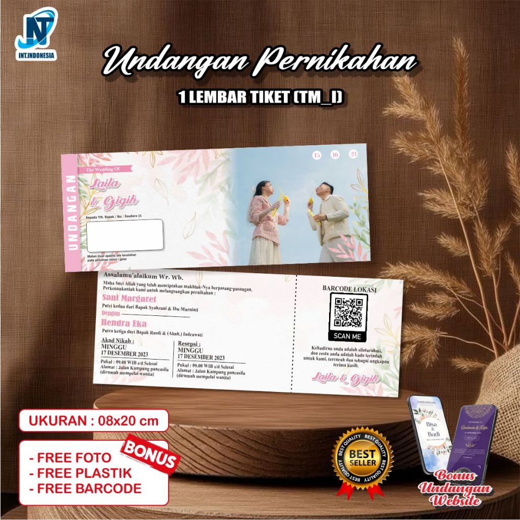 Undangan Pernikahan TM_I 1 Lembar – Custom | Murah & Premium / Undangan Pernikahan Murah
