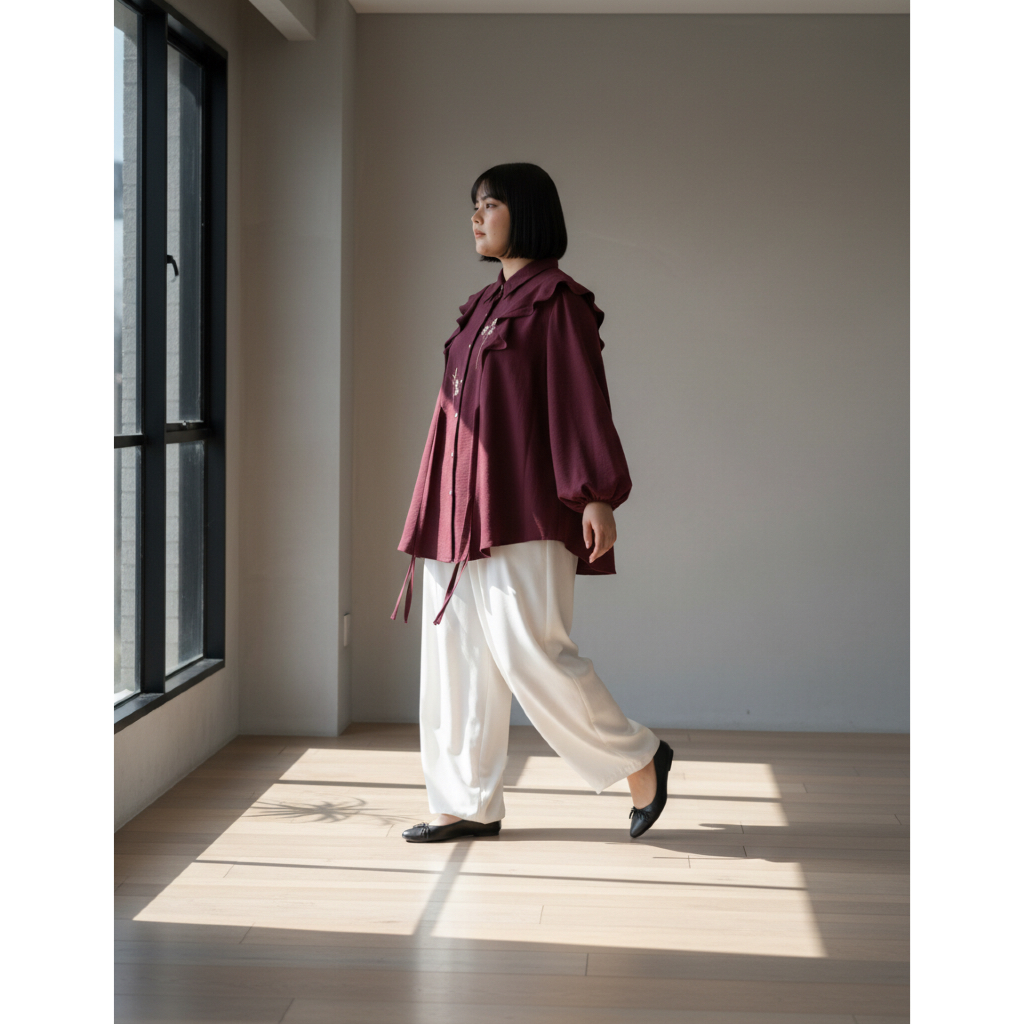 Bigissimo - Alesa Blouse | Atasan Wanita Kemeja Bordir Blouse Big SIze Jumbo LD 130