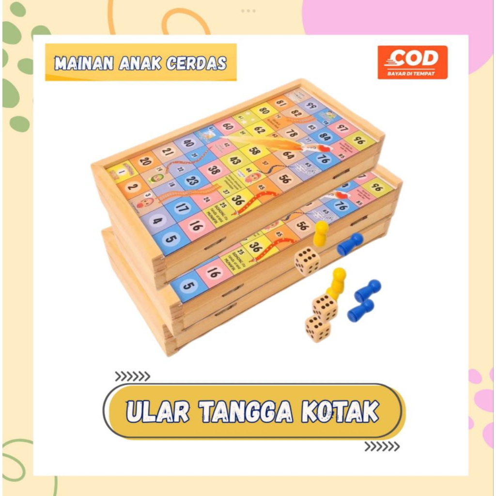 Board Game Ular Tangga Islami Kotak Kayu Besar mainan interaktif keluarga