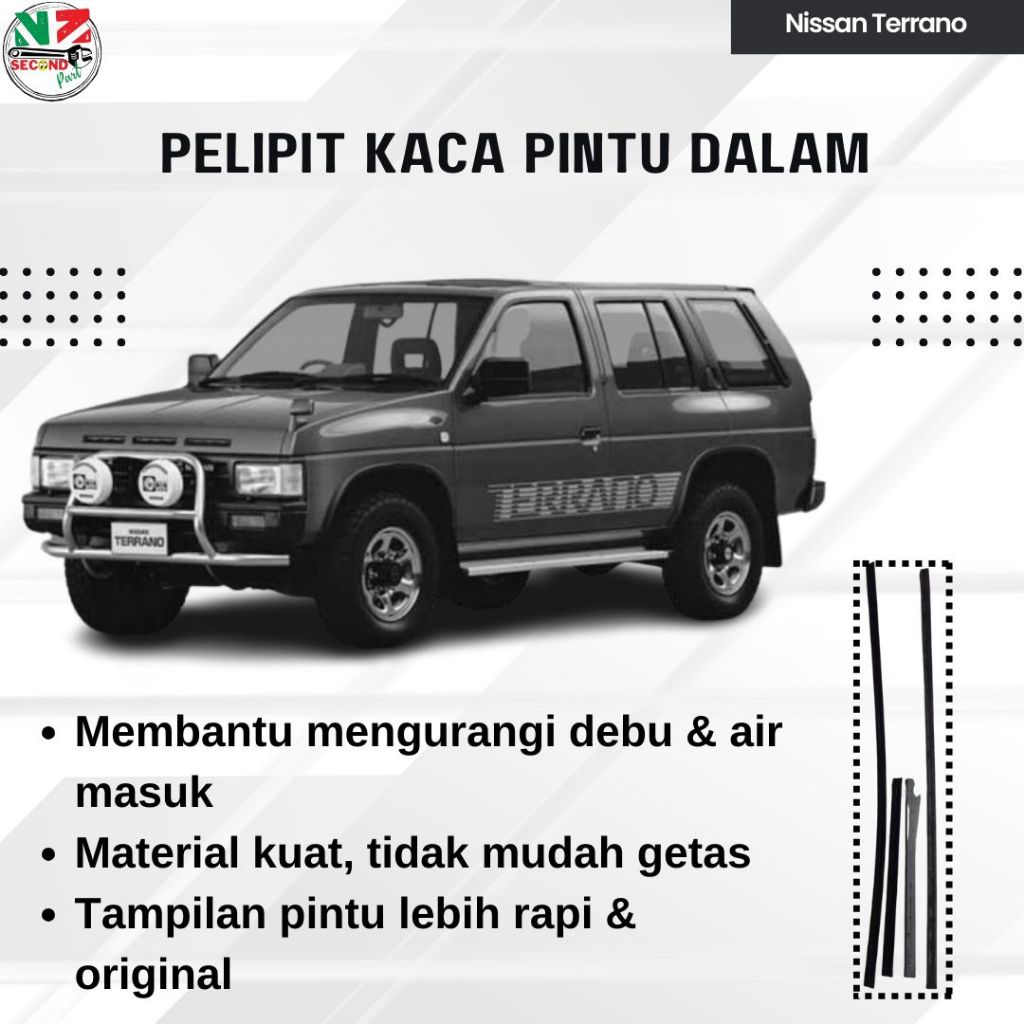 Pelipit Kaca Dalam Satuan Mobil Nissan Terrano | Karet Kaca Interior OEM