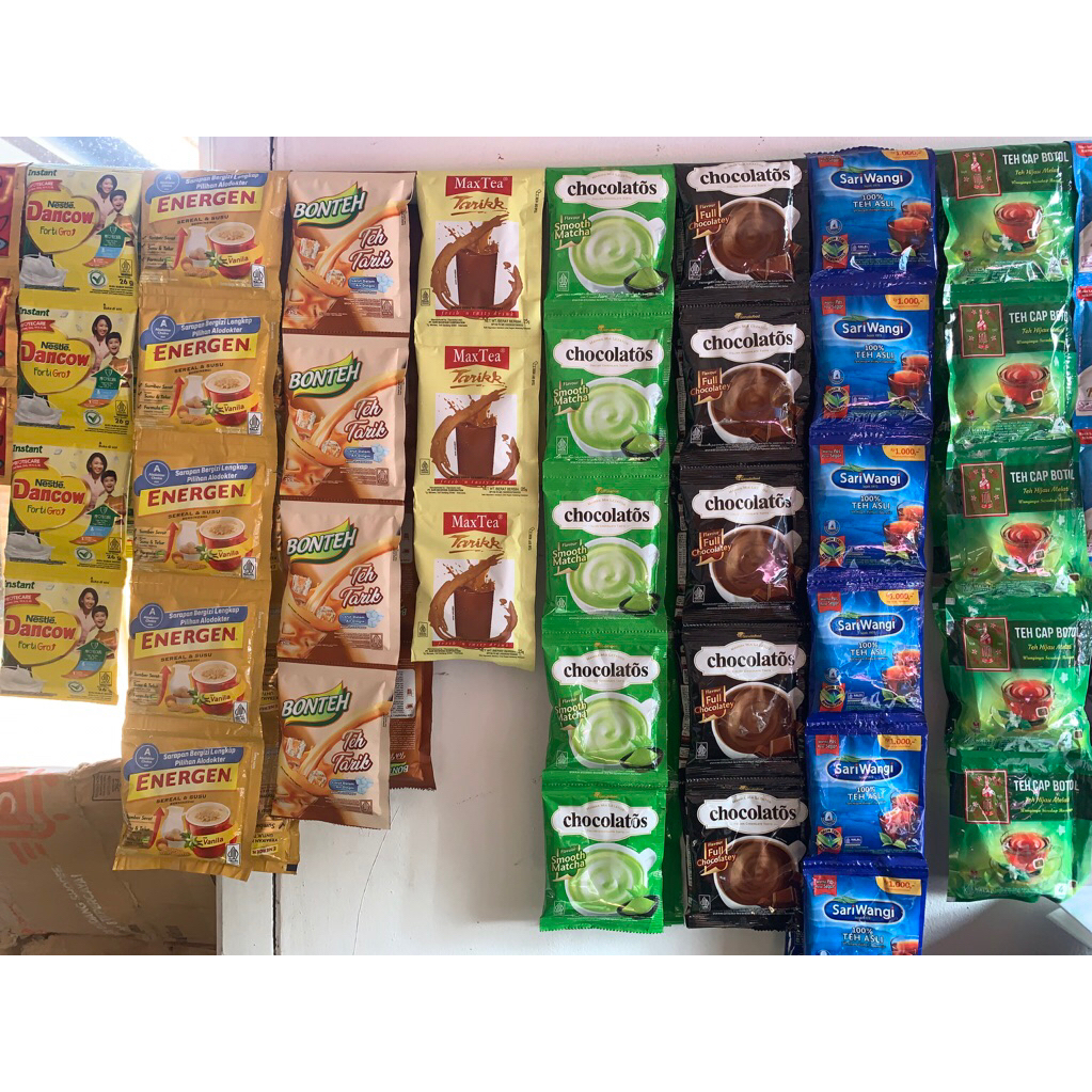 minuman instan max tea teh tarik/bonteh/chocolatos coklat/chocolatos matcha/dancow vanila/sariwangi/