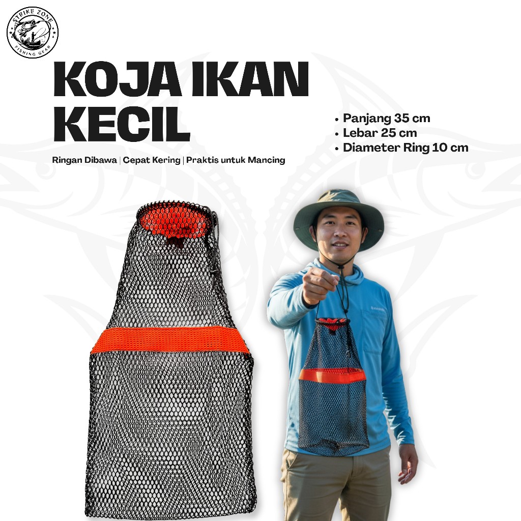 Jaring Koja Ikan Wader 35cm – Korang Penampung Ikan Mini – Tas Jaring Memancing Ikan Kecil Kuat