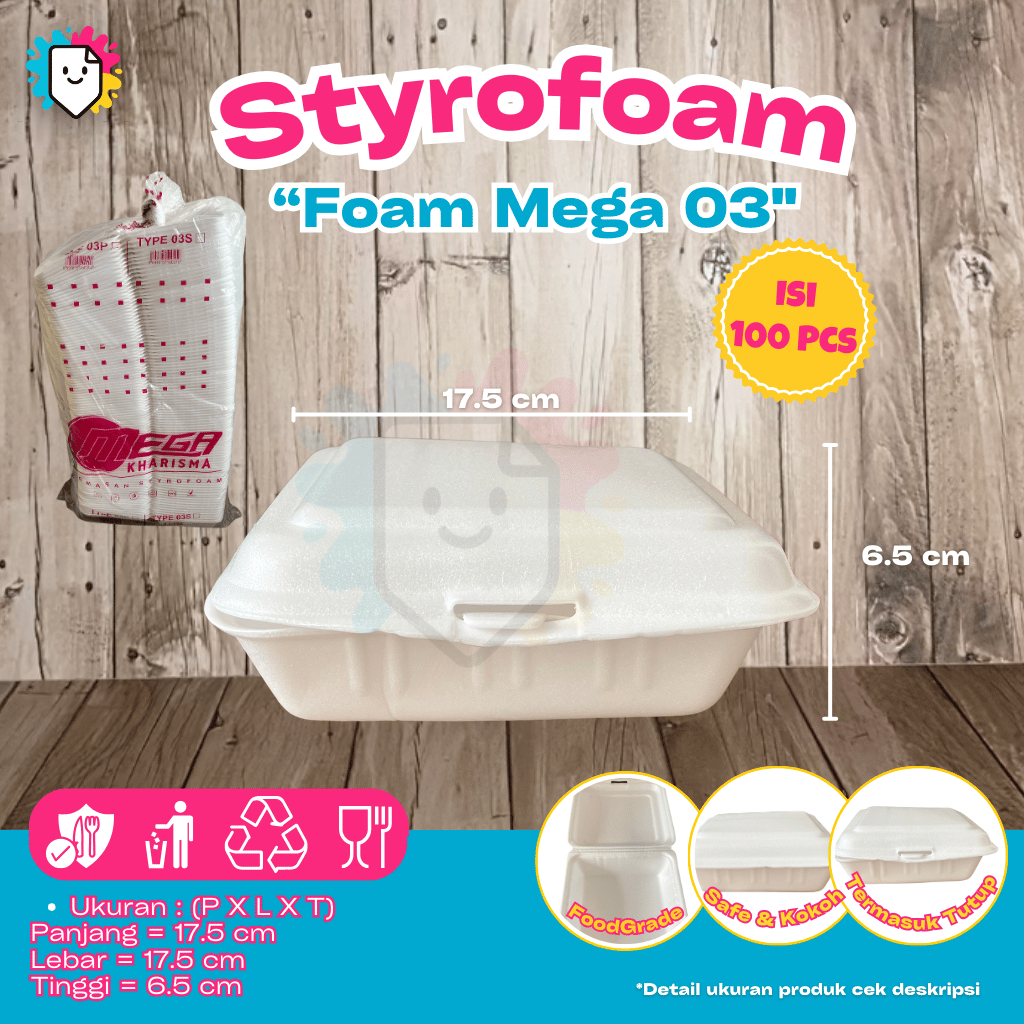 (INSTANT/SAMEDAY) Styrofoam 03 Makanan Isi 100PCS | Styrofoam Nasi | Styrofoam Bubur | Acara Ulang T