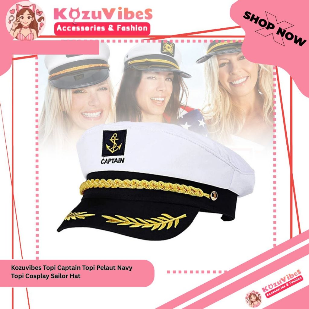 Kozuvibes Topi Captain Topi Pelaut Navy Topi Cosplay Sailor Hat