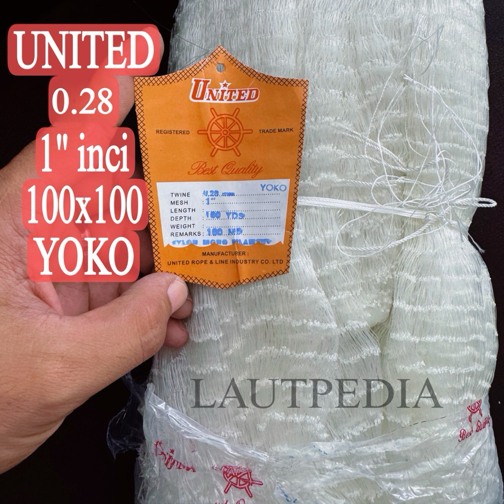 Jaring Ikan UNITED 0.28 1 inci 100x100 YOKO - Anti Geser