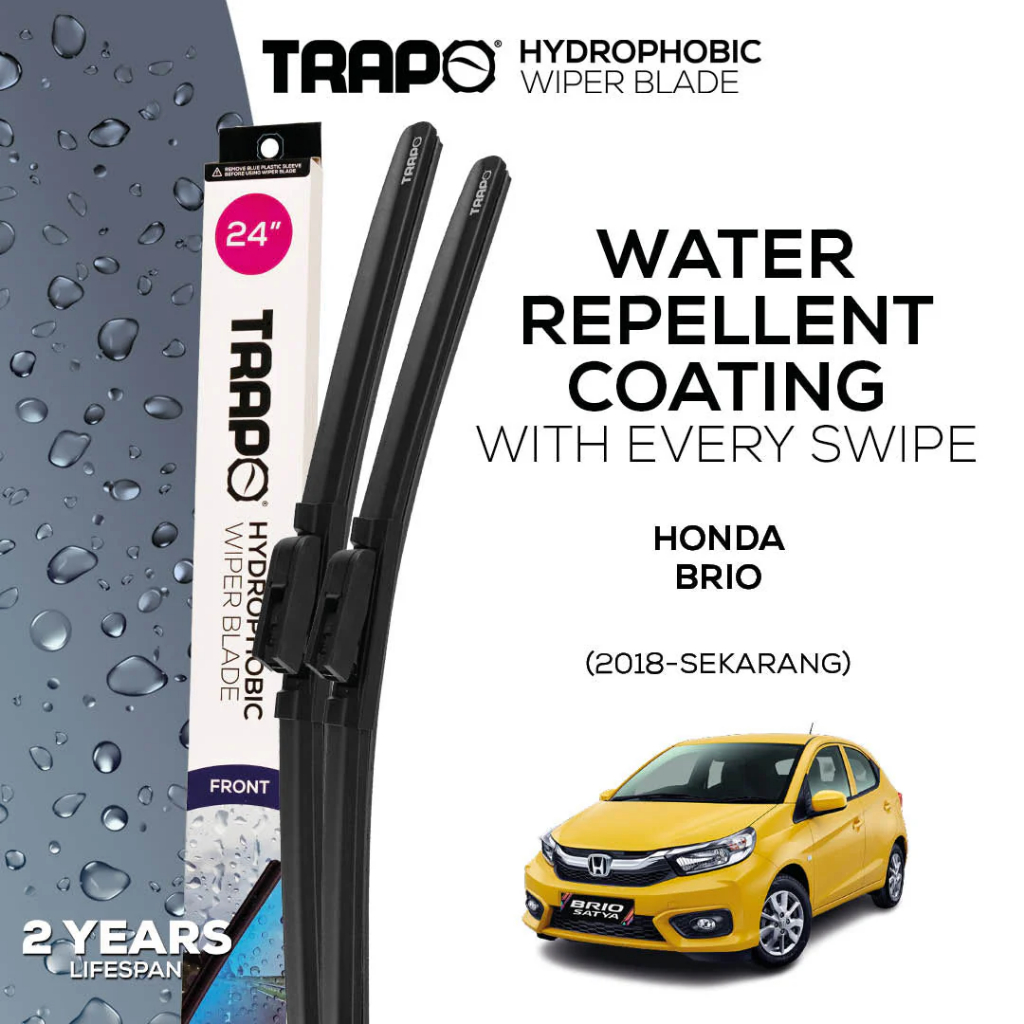 Wiper Brio Trapo Hydrophobic Wiper Blades Trapo Wiper Mobil Honda Brio (2018-Sekarang)