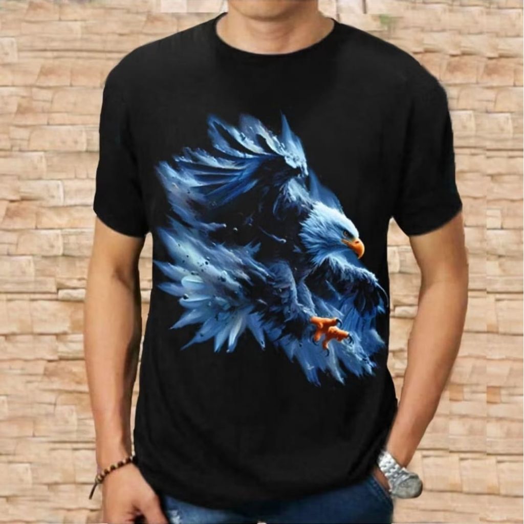 KAOS ELANG GAMBAR DEPAN MOTIF BIRU PUTIH