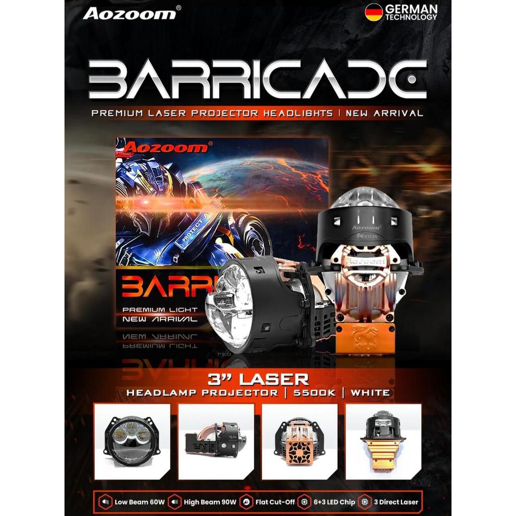 AOZOOM BARRICADE PREMIUM LASER PROJECTOR HEADLAMP 3" LASER HEADLAMP PROJECTOR 5500K