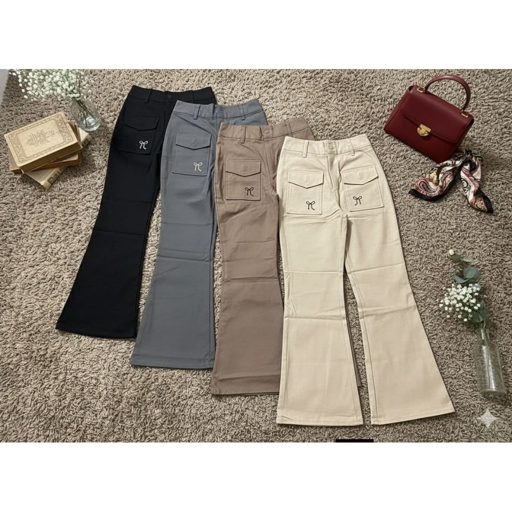 Celana Cutbray  bordir saku softjeans bengalin stretch