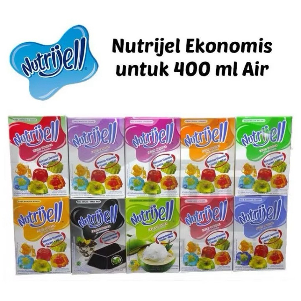 NUTRIJELL ISI 12 X 10GR JELLY POWDER PUDING JELI NUTRIJEL SERBUK INSTAN 15gr PLAIN COKLAT CINCAU KEL