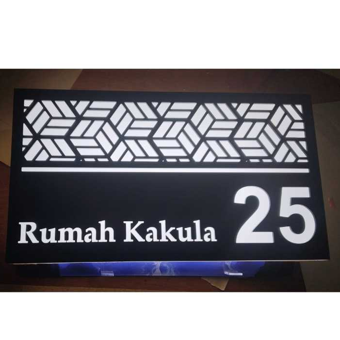 Nomor Rumah LED Akrilik Minimalis Industrial Nomor Rumah LED Neon Box Akrilik Papan Nama Akrilik LED
