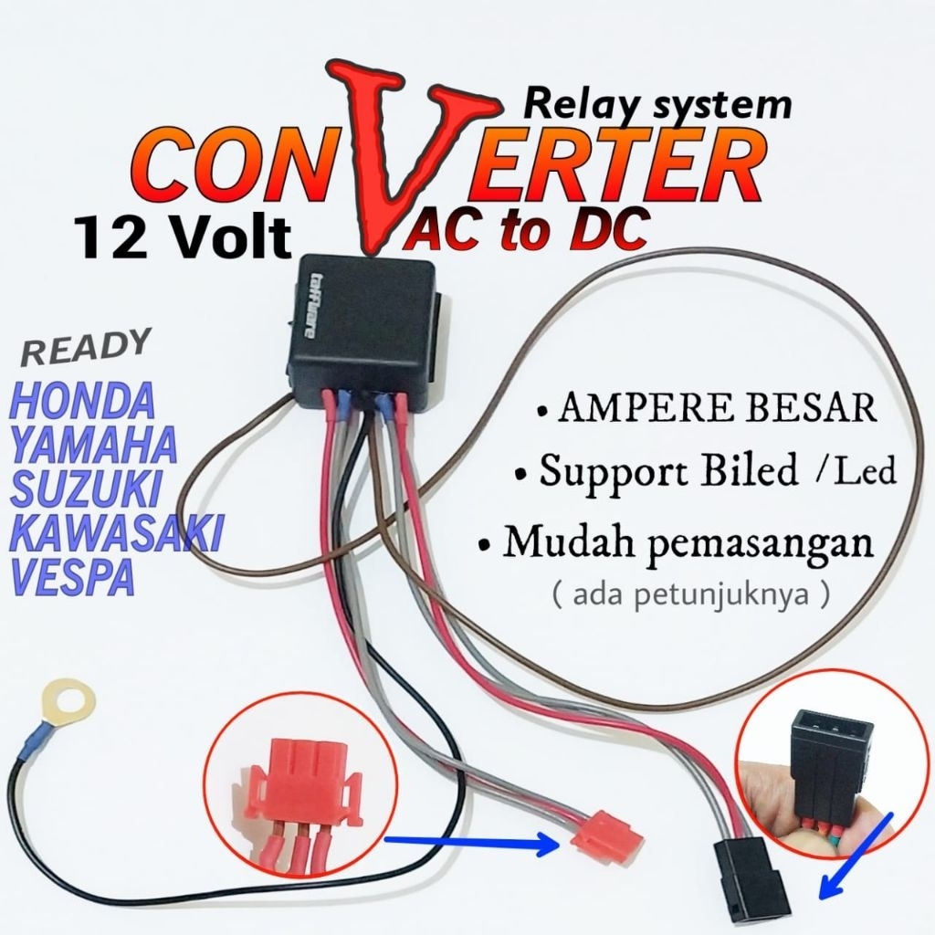 RELAY konverter converter AC to DC AC ke DC LAMPU biled led projie