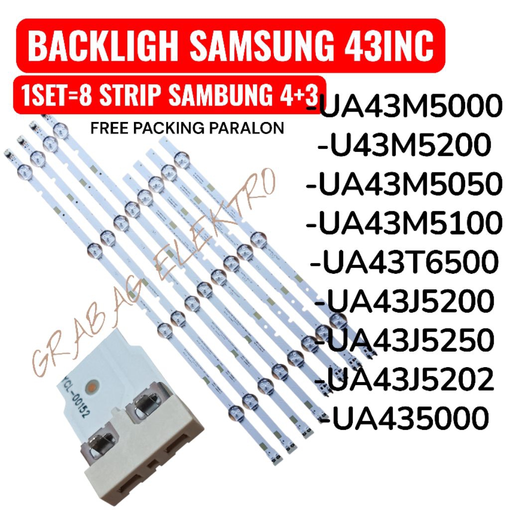 BACKLIGHT SAMSUNG 43INC 43M5000 43M5200 43M5050 43M5100 43T6500 43J5200 43J5250 1SET 8 BTG
