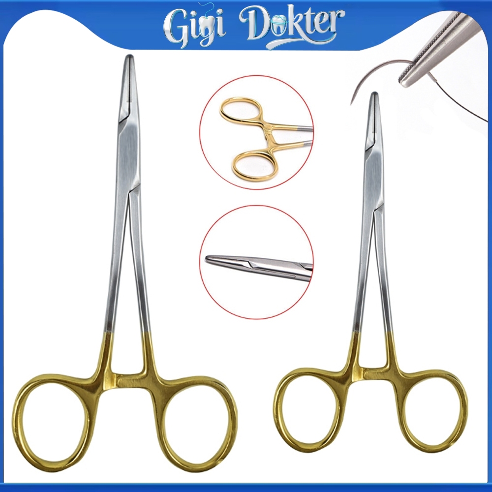 Dental Needle Holder Plier Gold Tool | Pegang Jarum Gigi Gunting emas Tongs Mosquito Ortodontik Alat