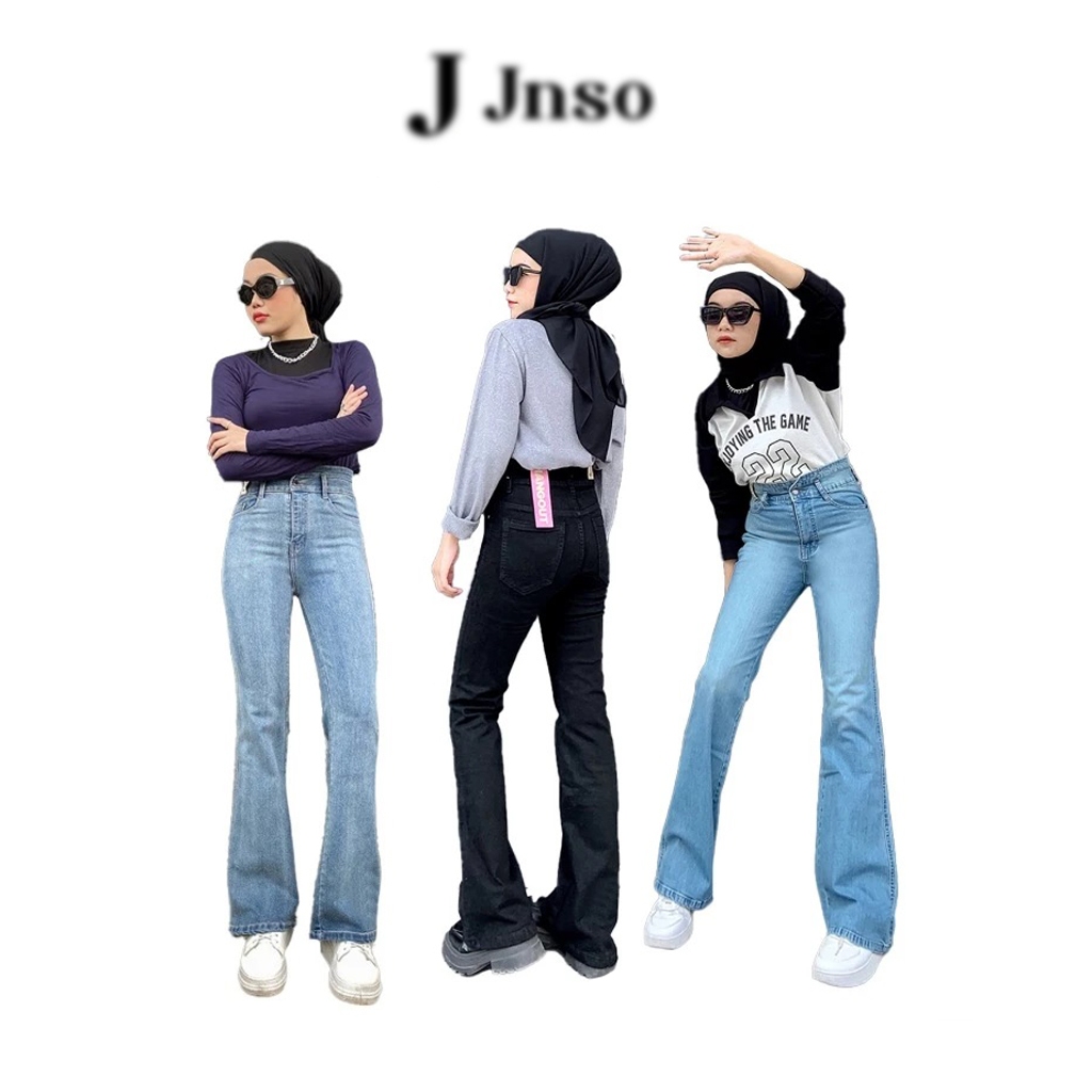 Celana Jeans Cutbray Highwaist JINISO Premium Bootcut Flare Jeans Wanita Import Lulu Jeans