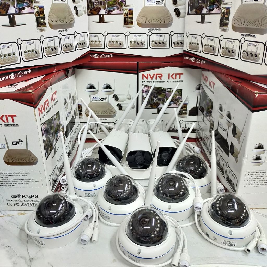 PAKET NVR KIT KAMERA CCTV WIRELESS 10 KAMERA 5MP KOMPLIT TINGGAL PASANG(TANPA KABEL)