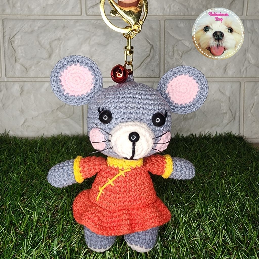 Gantungan Kunci / Tas - Boneka Amigurumi / Crochet / Rajut Tikus Imlek