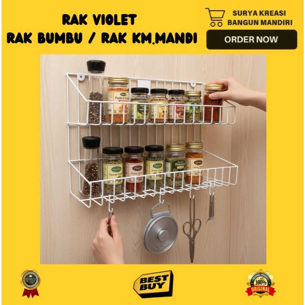 RAK SERBAGUNA - RAK GANTUNG KAWAT 2 SUSUN VIOLET