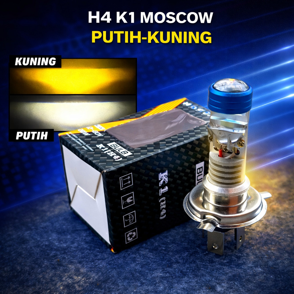 LAMPU LED MOTOR H4 K1 LASER 2 WARNA PUTIH KUNING LED H4 LASER GUN MOTOR MOBIL HEADLIGHT BOHLAM LED S