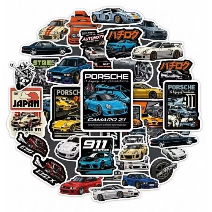 52 pcs Stiker Mobil Car Mix Estetik Anti Air DIY Scrapbook Graffiti Waterproof