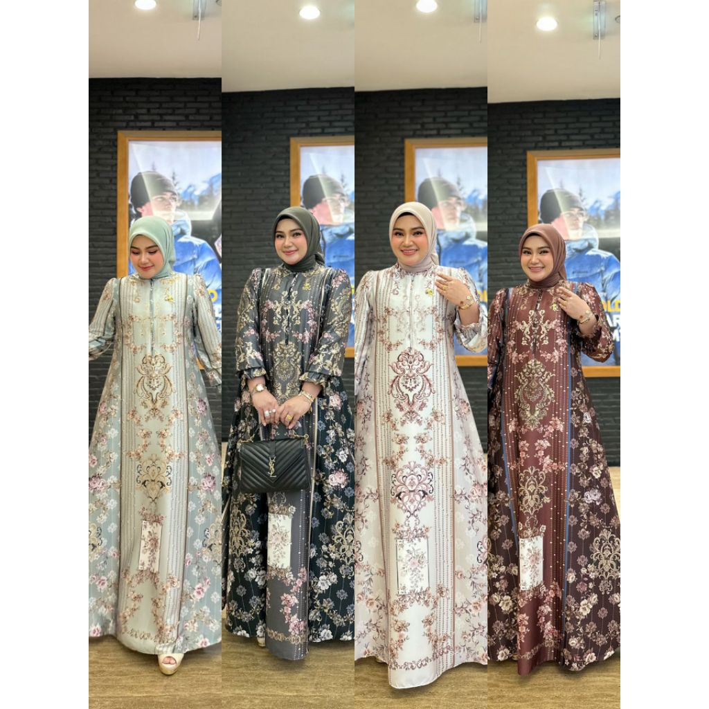 [BISA COD] GAMIS CHERISH VOL3 SET HIJAB DRESS ORI IRNA EMERALD/TERMURAH/OOTD