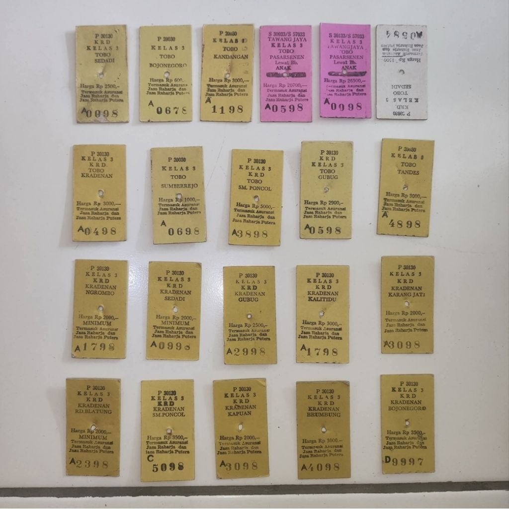 Koleksi Tiket Kereta Api Jadul Lawas Kuno Tiket Edmondson 21 Pcs