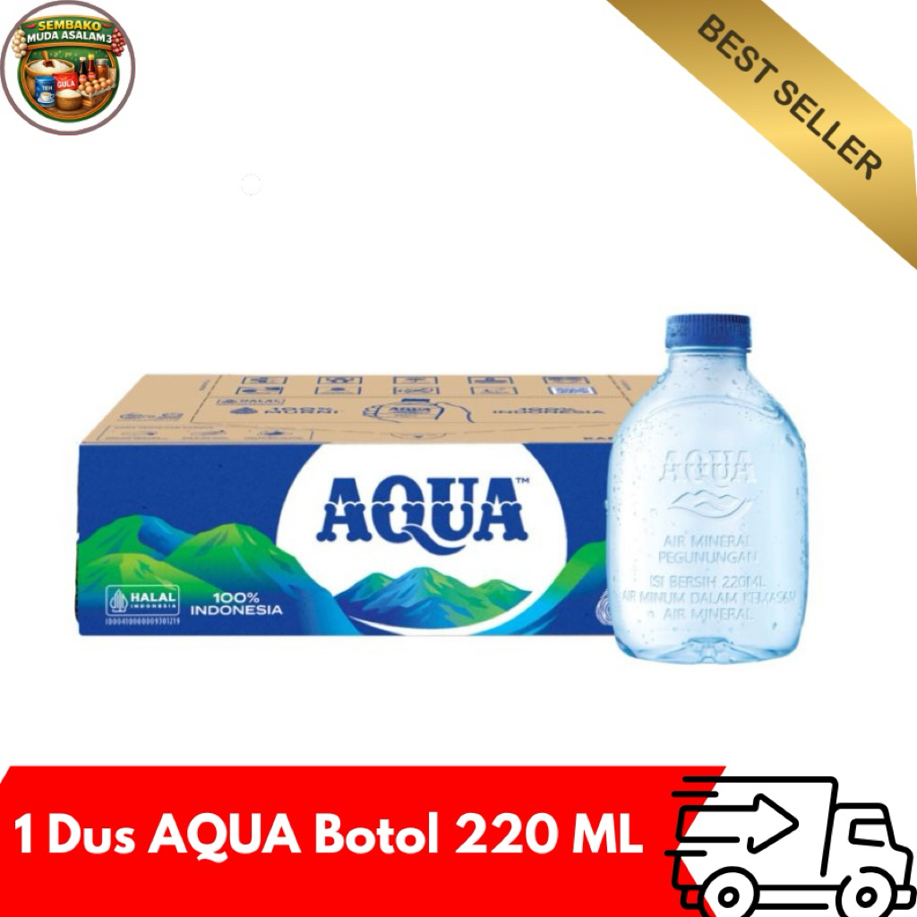 AQUA Cube Air Mineral 220 ml / 1 Dus isi 24 Botol / Aqua Botol cube 1 Dus