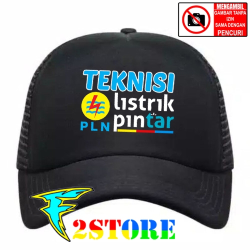 Topi Truker Topi Jaring TEKNISI PLN LISTRIK PINTAR Topi BaseBall Sablon Digital DTF F2ASTORE