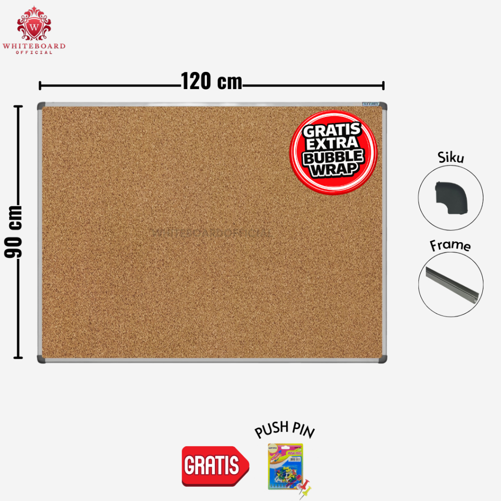 SAKANA Cork Board Gantung 90x120cm / Message Board / Pin Board / Papan Mading / Papan Pengumuman