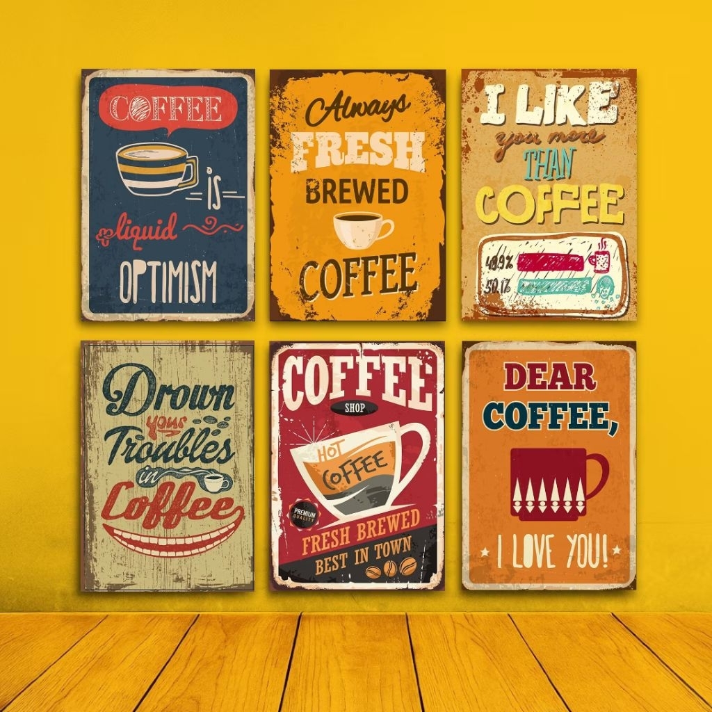 Poster Dinding Kafe Retro Pajangan Quotes Coffee Wall Decor Kopi Vintage