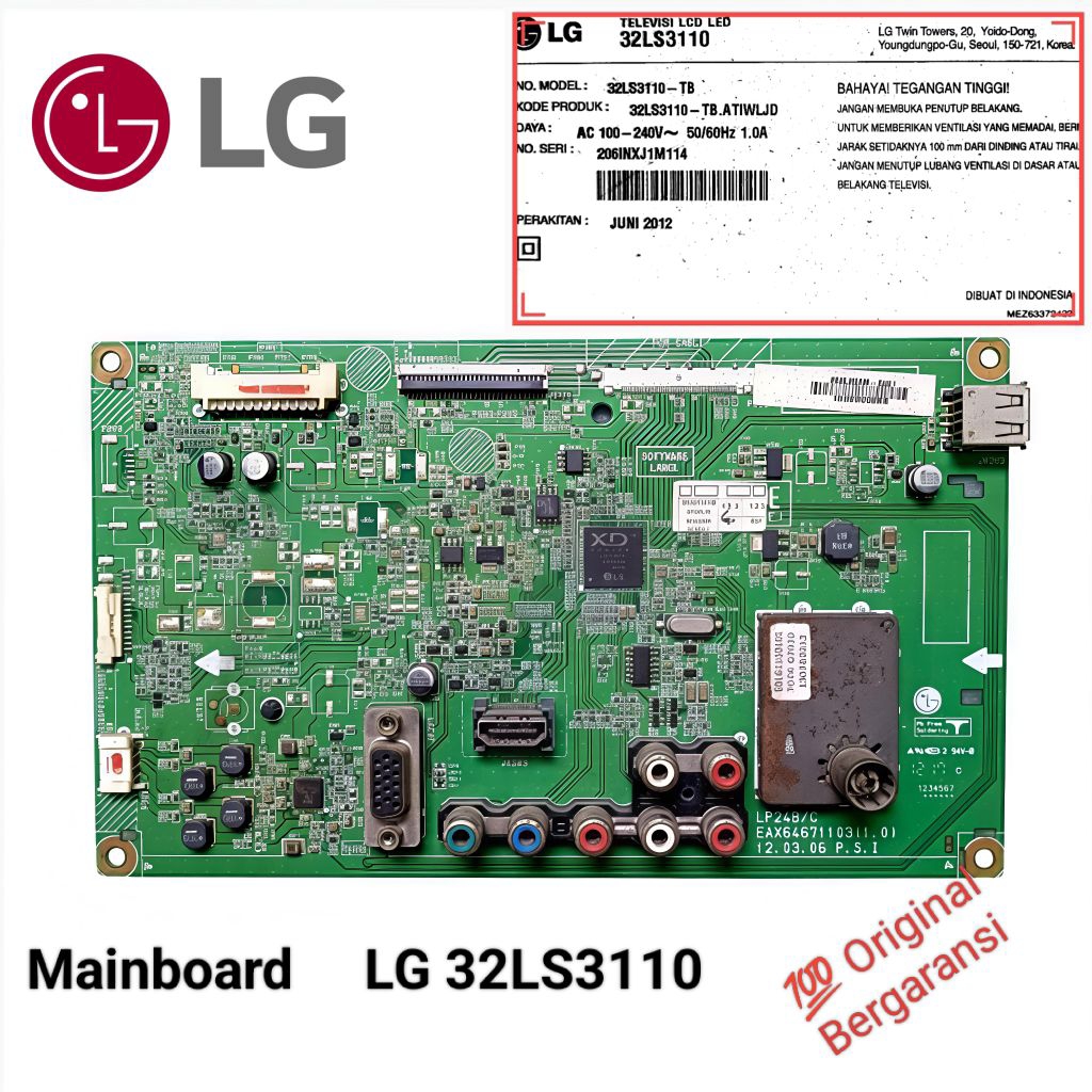 Mainboard LG 32" 32LS3110 LS3110 3110 LED LCD TV LG 32 inch Original Bergaransi