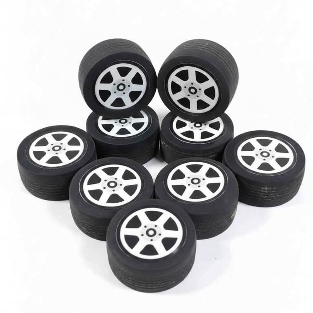 Roda miniatur bus dan truk 1set (4roda (2roda depan 2roda blakang) Bahan dari Karet Konvayer Ukuran: