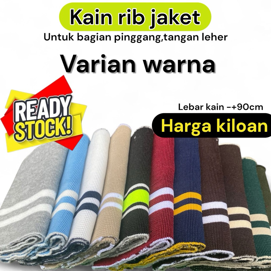 KAIN RIB JAKET UNTUK BAGIAN LEHER TANGAN PINGGANG POLIESTER PREMIUM KILOAN