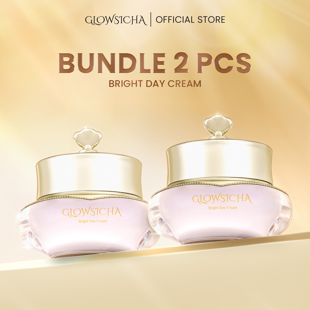 Glowsicha Bundle 2pcs (Bright Day Cream) Krim Siang Mencerahkan Niacinamide UV Filter Pearl Extract 