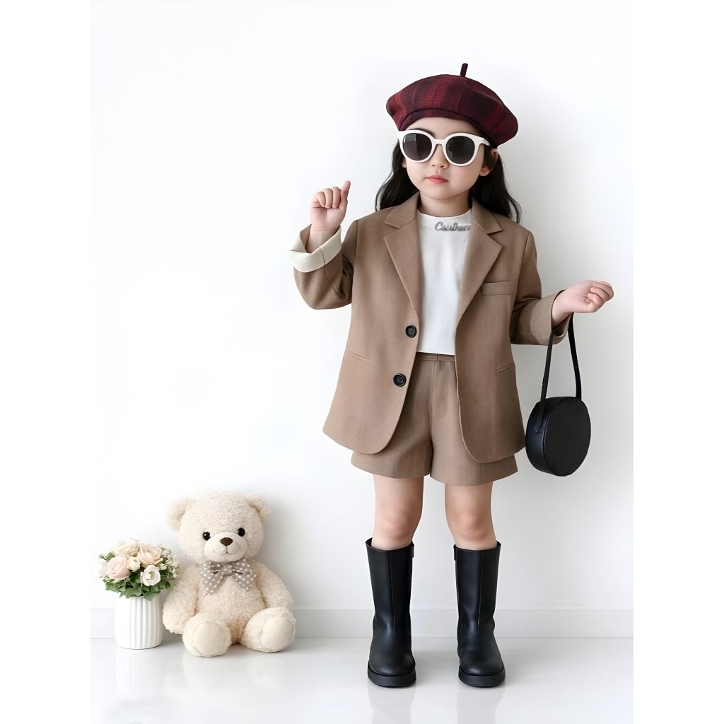 Set Go Girl Kid Setelan Blazer Anak Perempuan Fashion Korea Kasual & Formal Baju Setelan Jass Anak C