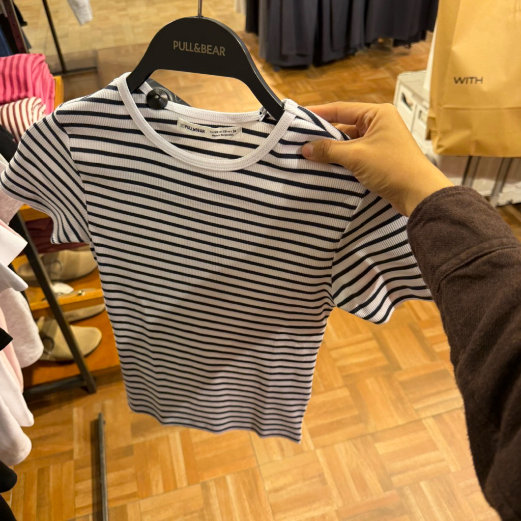 Kaos t-shirt rib crop pull&bear new arrival