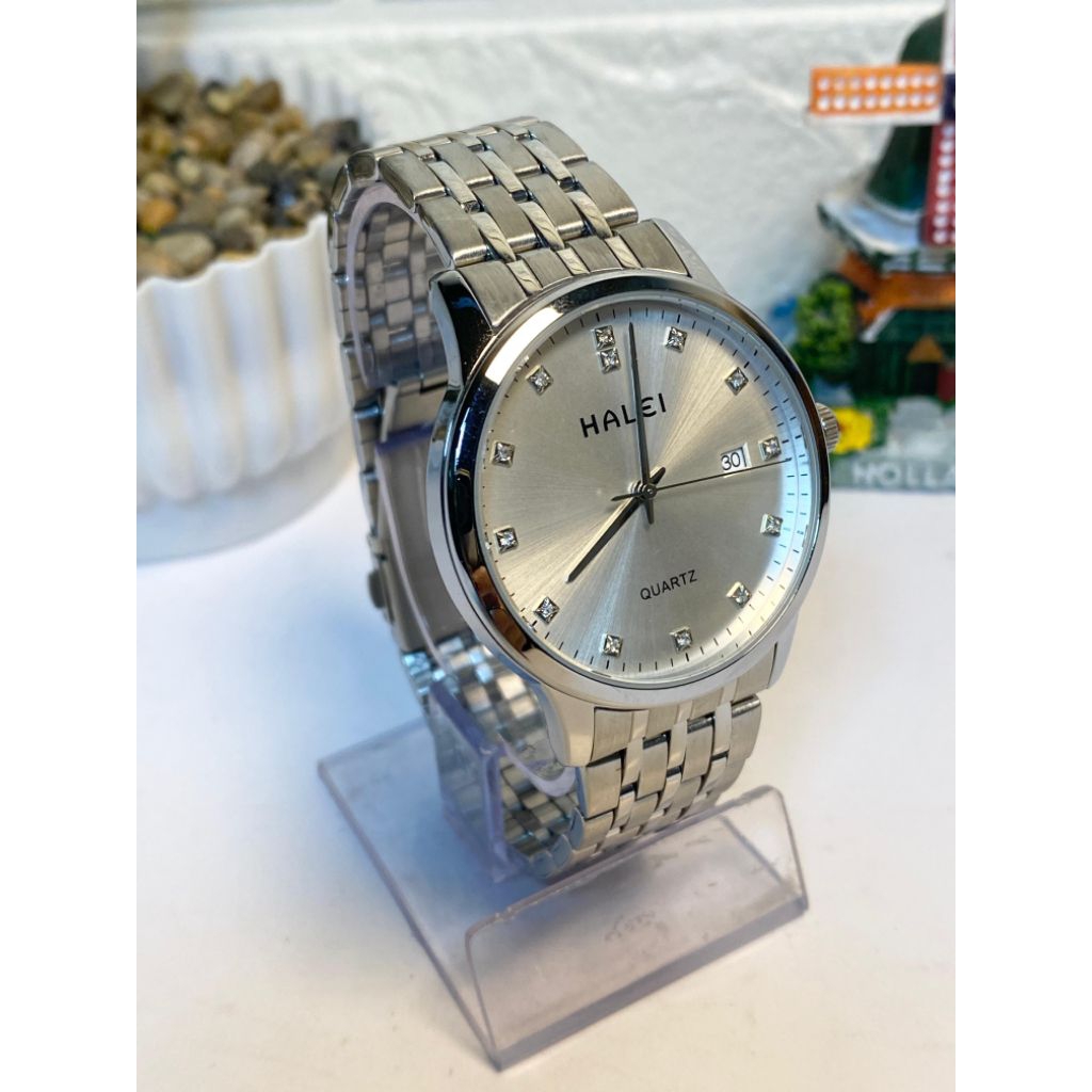 [BISA COD] 5PJ - Jam Tangan Halei 585M Stainless - Tahan Air -  Fitur Tanggal - Jam Tangan Pria Mura