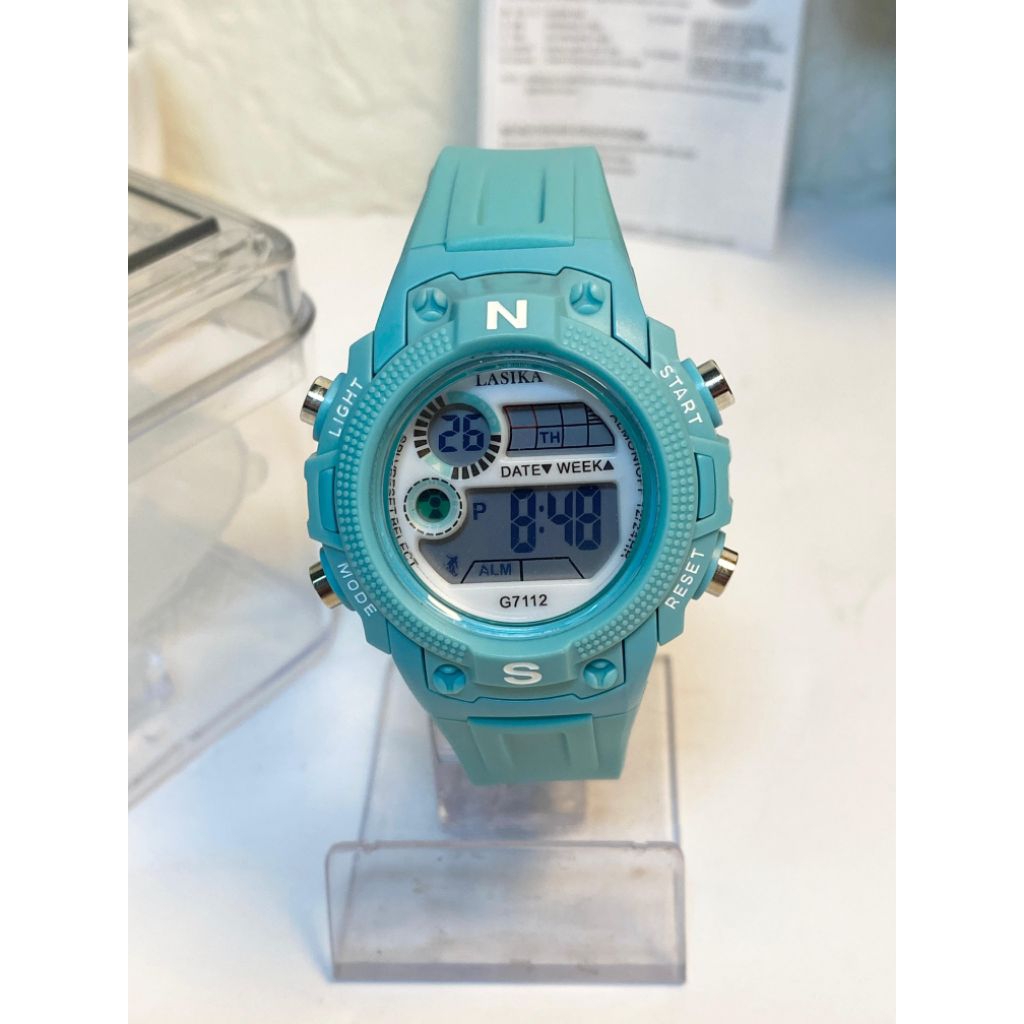 [BISA COD] 5PJ - Jam Tangan Lasika LKB - Tali Karet - Water Resistant Fitur Lampu Alarm - Jam Tangan