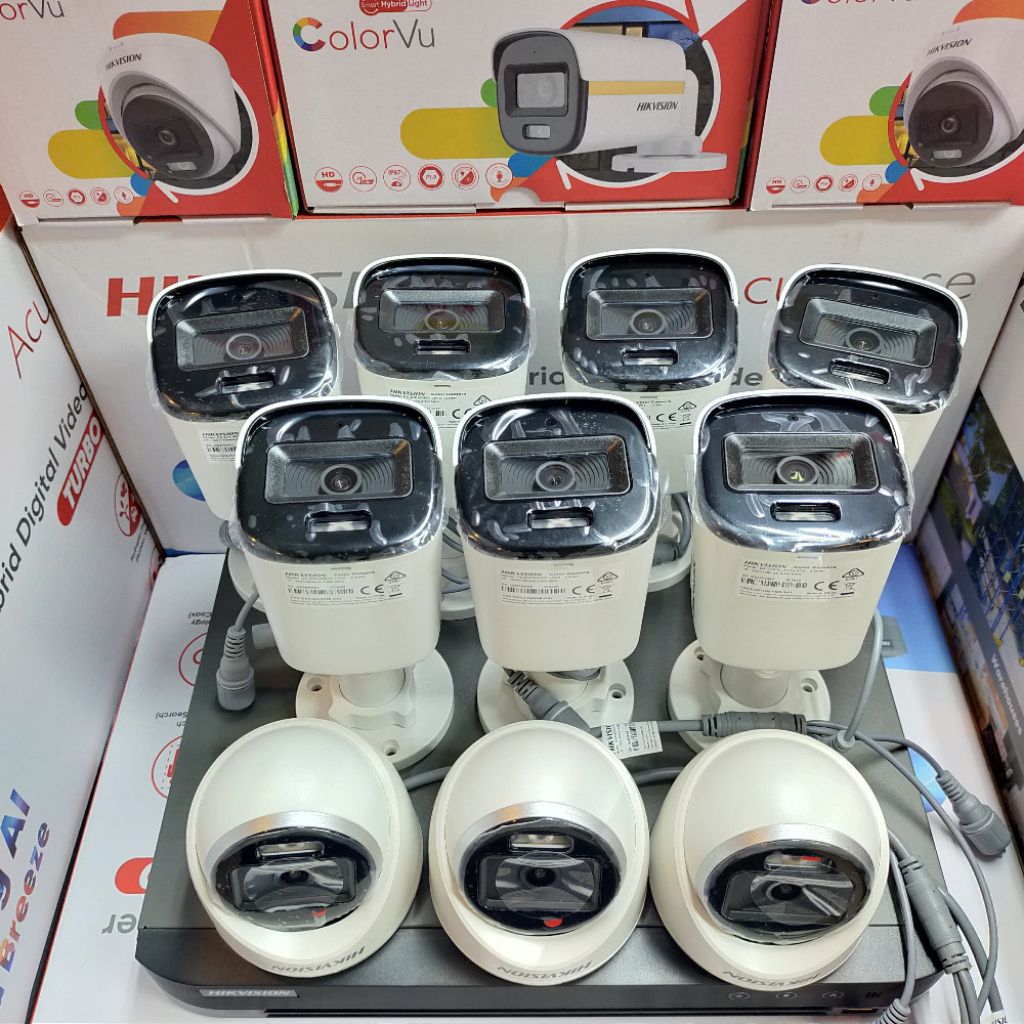 PAKET CCTV 16CH HIKVISION 10 KAMERA CCTV HIKVISION SMART HYBRID LIGHT 2MP COLORVU AUDIO