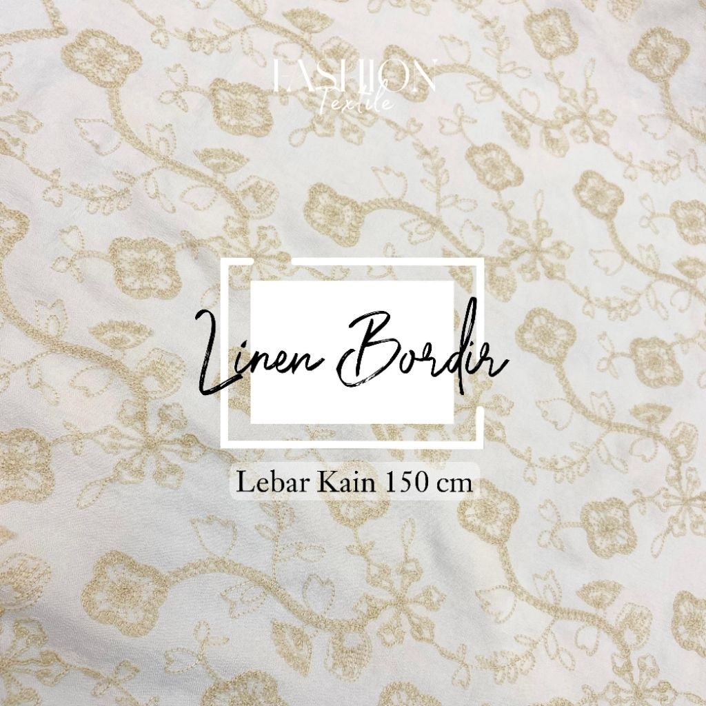 Kain Linen Bordir Terbaru | Kain linen Bordir motif Premium | Bahan Gamis Bahan Tunik Bahan Kemeja L