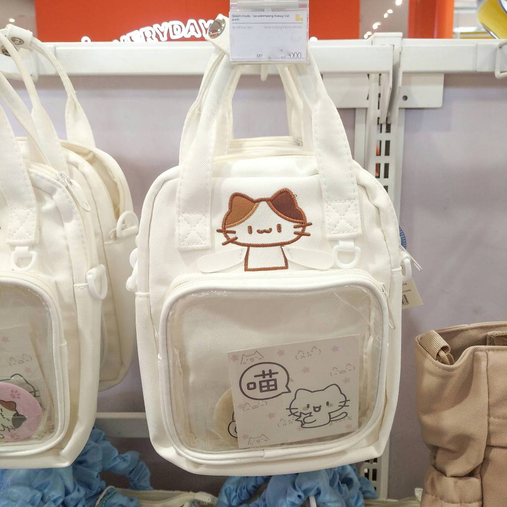 Qyounger Tas  Selempang Itabag Kucing Putih